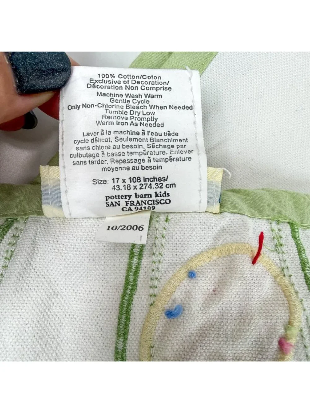 Pottery Barn Kids Easter Bunny Embroidered Cotton Table Runner 2006